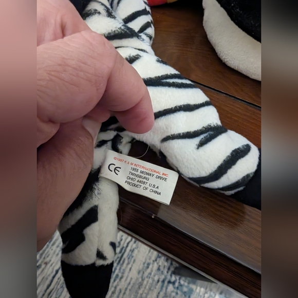 TY Bean babies X2 and no name. Zebra. No name.  Puffin and Monkey TY . - Picture 3 of 6